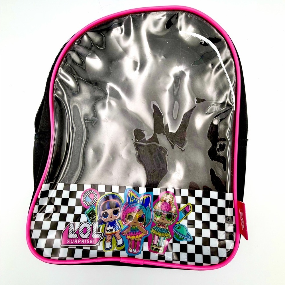 L.O.L. Surprise! Checkered/transparent Kids Backpack - with Black & Pink accents